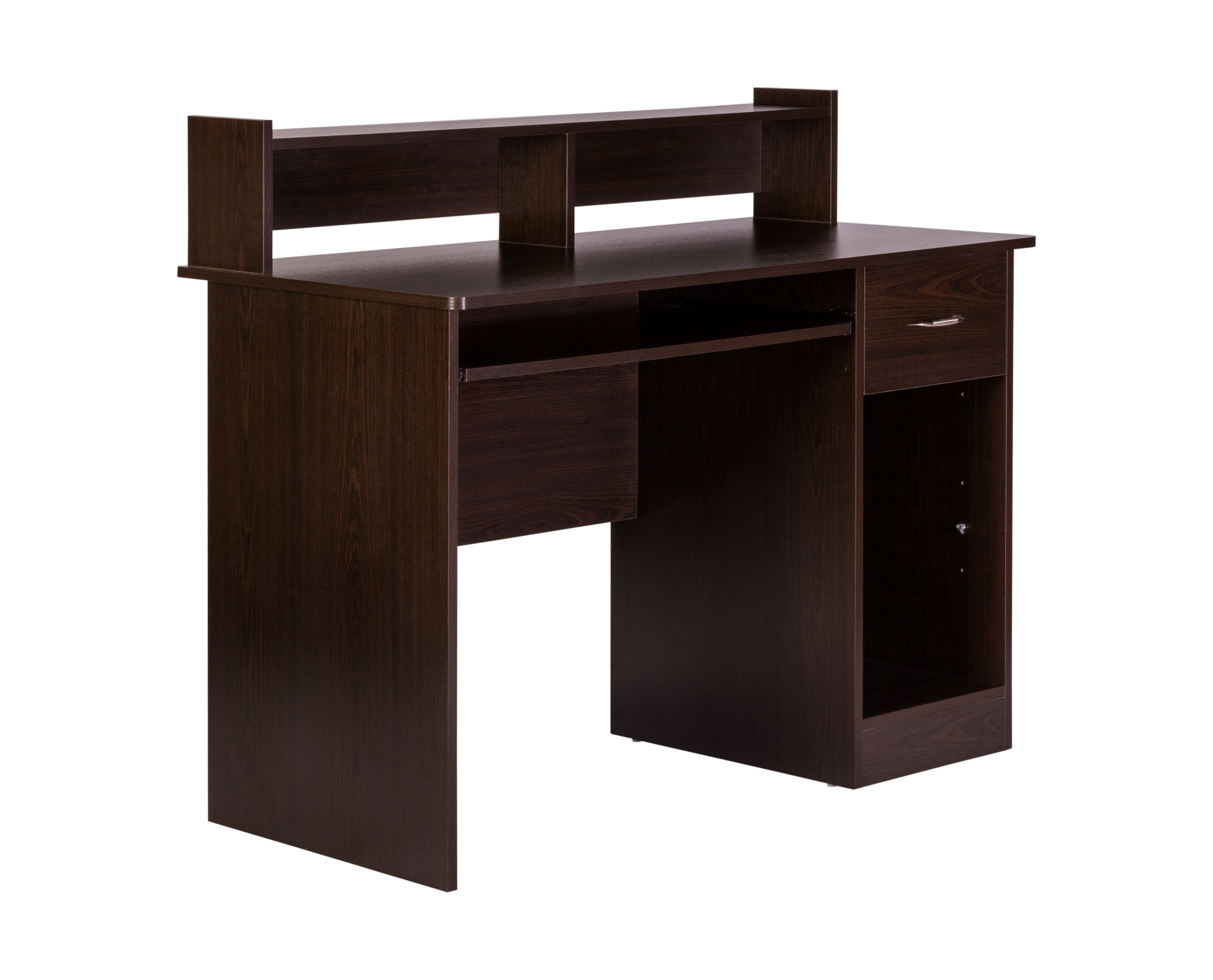 Student Computer Desk Wood Table Hutch Keyboard Sliding Tray Drawer Shelf School