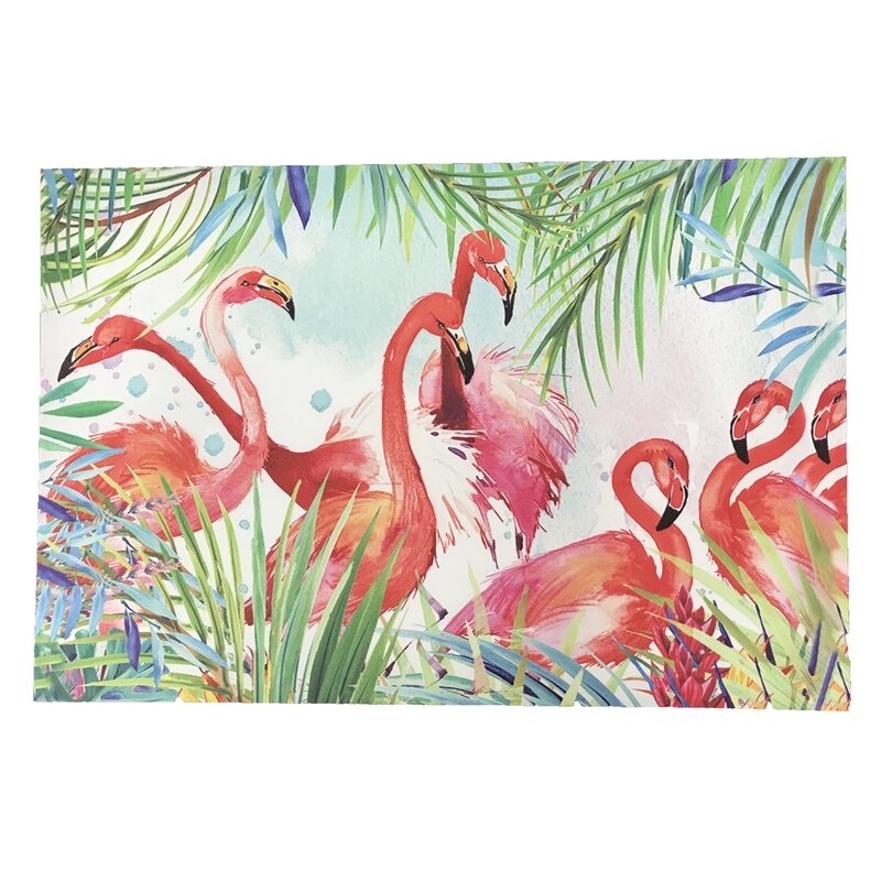 Pink Flamingo Wall Decorations - 'Flamingos' Graphic Art Print on Canvas