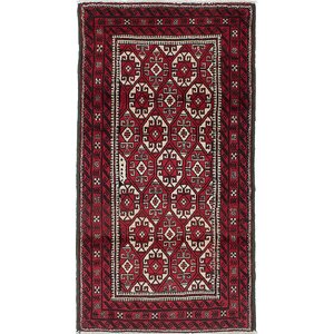 One-of-a-Kind Finest Baluch Hand-Knotted Cream/Red Area Rug