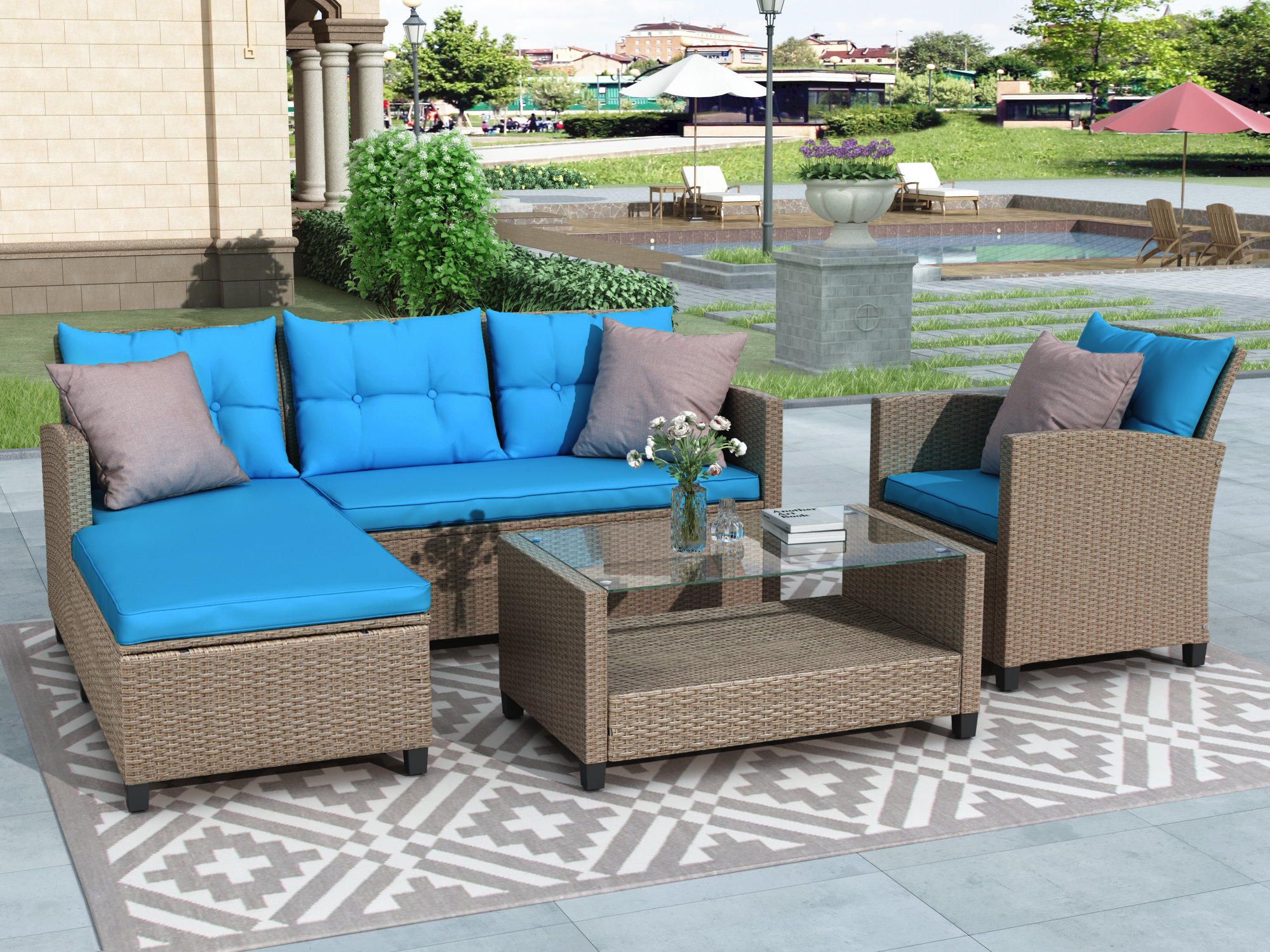 Dovecove 4 Piece Rattan Sectional Seating Group With Cushions Wayfair