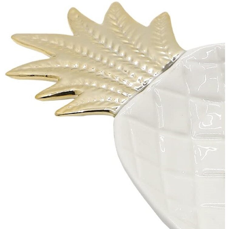 3D Pineapple Shape Ceramic Plate Jewelry Ring Dish Tray Organizer Home Decor 