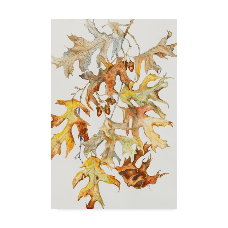 Trademark Art Rust Colored Oak Leaves Acrylic Painting Print On