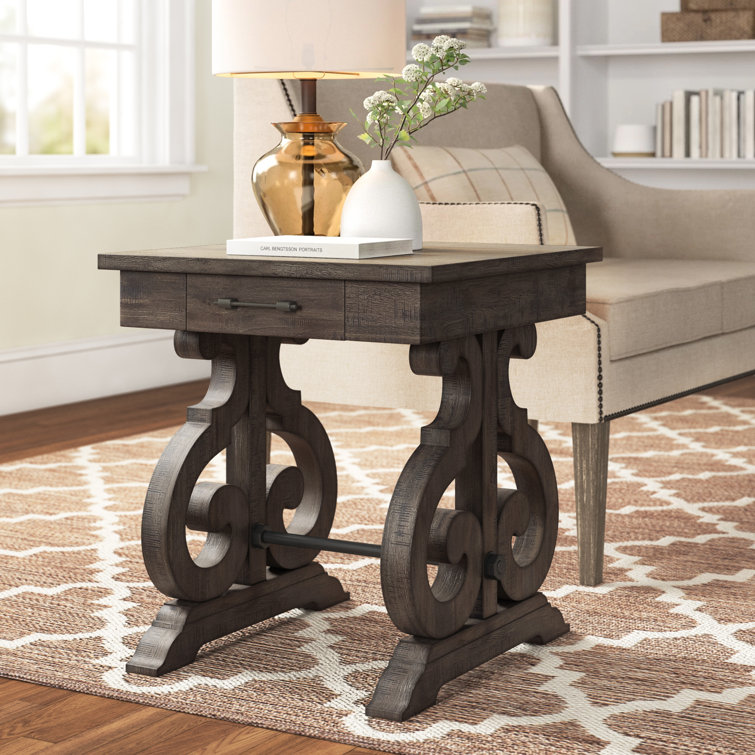 Three Posts Kenworthy Solid Wood Trestle End Table with Storage