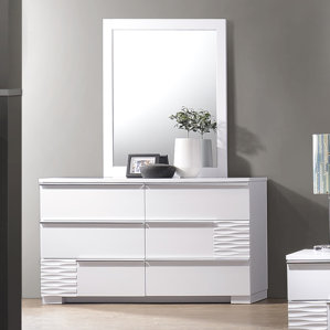 Gaines 6 Drawer Double Dresser with Mirror by Latitude Run