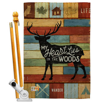 Breeze Decor My Heart Lies In The Woods Nature American Impressions 2 Sided Polyester 40 X 28 In Flag Set Wayfair