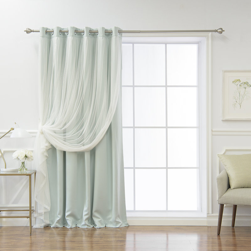 Best Home Fashion, Inc. Lace Tulle Overlay Solid Blackout ...