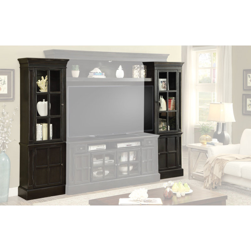 Fc Design Entertainment Center With Tv Stand 2 Pier Cabinets And Bridge In Dark Mocha Finish Wayfair