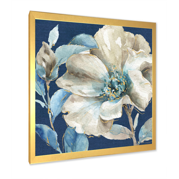 East Urban Home Indigold Watercolor Flower I - Picture Frame Print on ...