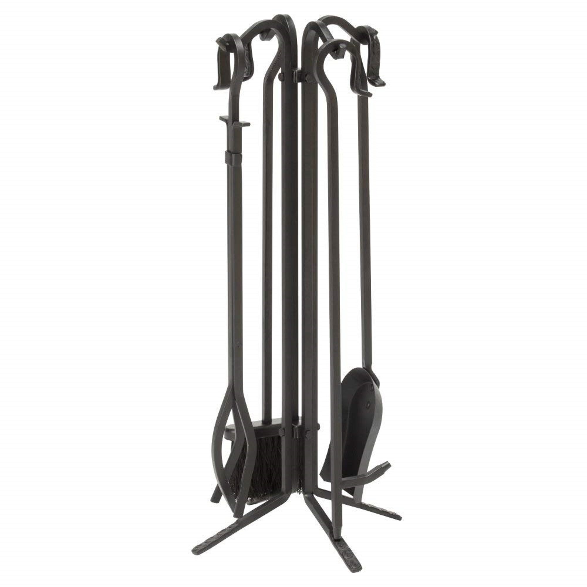 Millwood Pines Echeverria 5 Piece Wrought Iron Fireplace Tool Set