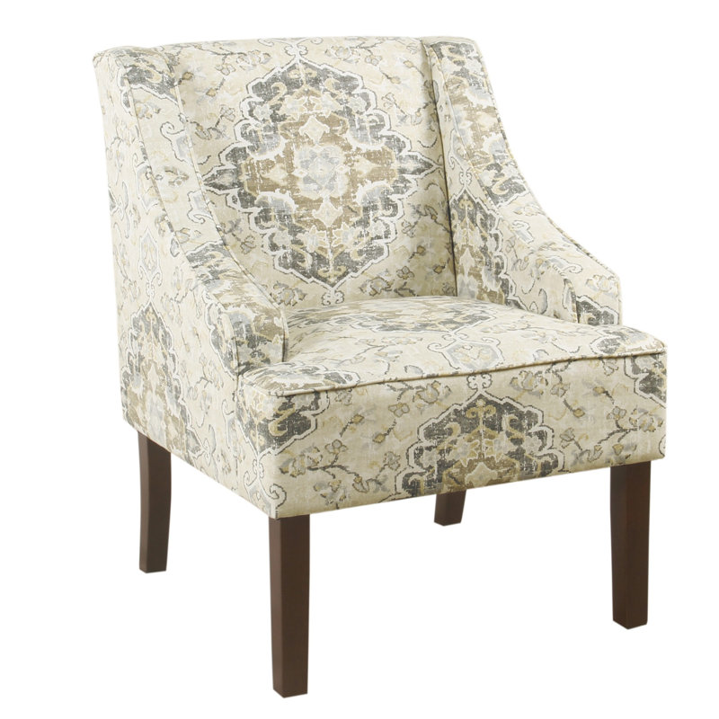Wrought Studio Geometric Pattern Fabric Upholstered Wooden ...