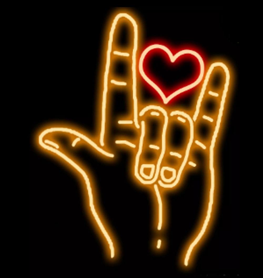 heart neon sign table lamp