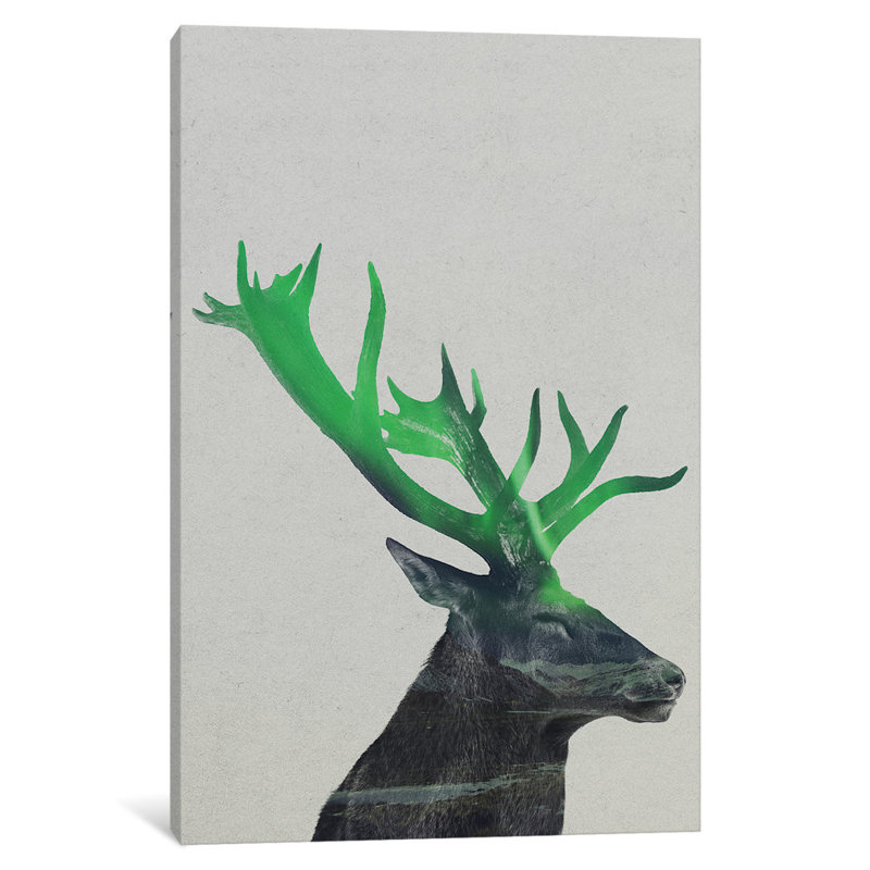 East Urban Home Aurora Borealis Series Deer Vertical Graphic Art On Wrapped Canvas Wayfair