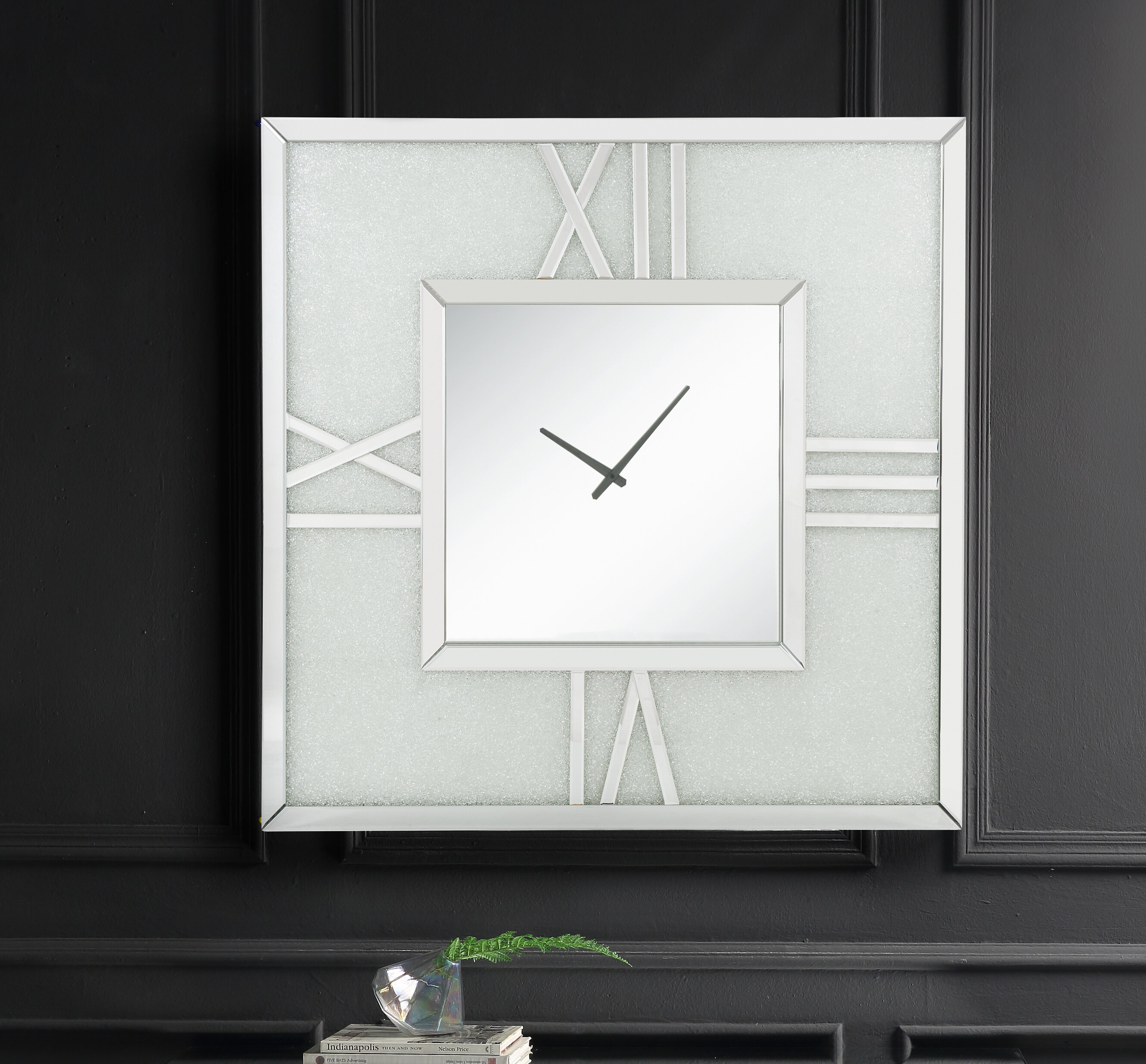 Acme Noralie Wall Clock In Mirrored Faux Diamonds Wayfair