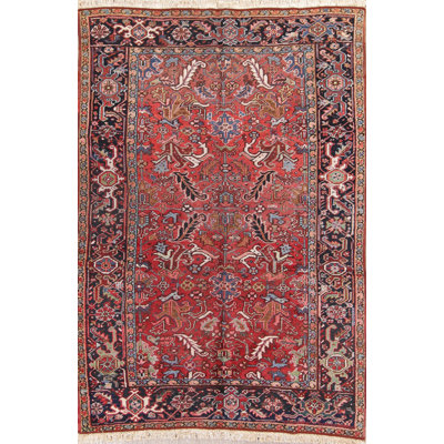 One Of A Kind Kristoffer All Over Geometric Heriz Persian Hand Knotted 64 X 92 Wool Burgundyblue Area Rug Isabelline