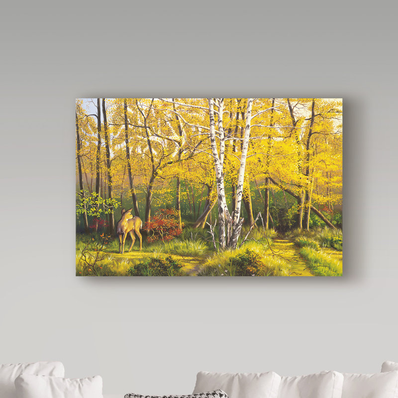 Trademark Art Whitetail Deer In Fall Acrylic Painting Print On