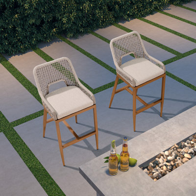 Davan Outdoor 24.8" Bar Stool with Cushion (2 chairs) 