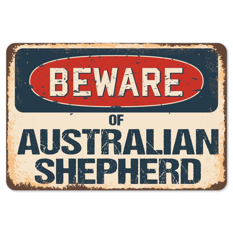 Beware Of Australian Shepherd Rustic Sign SignMission Classic Plaque Decoration 
