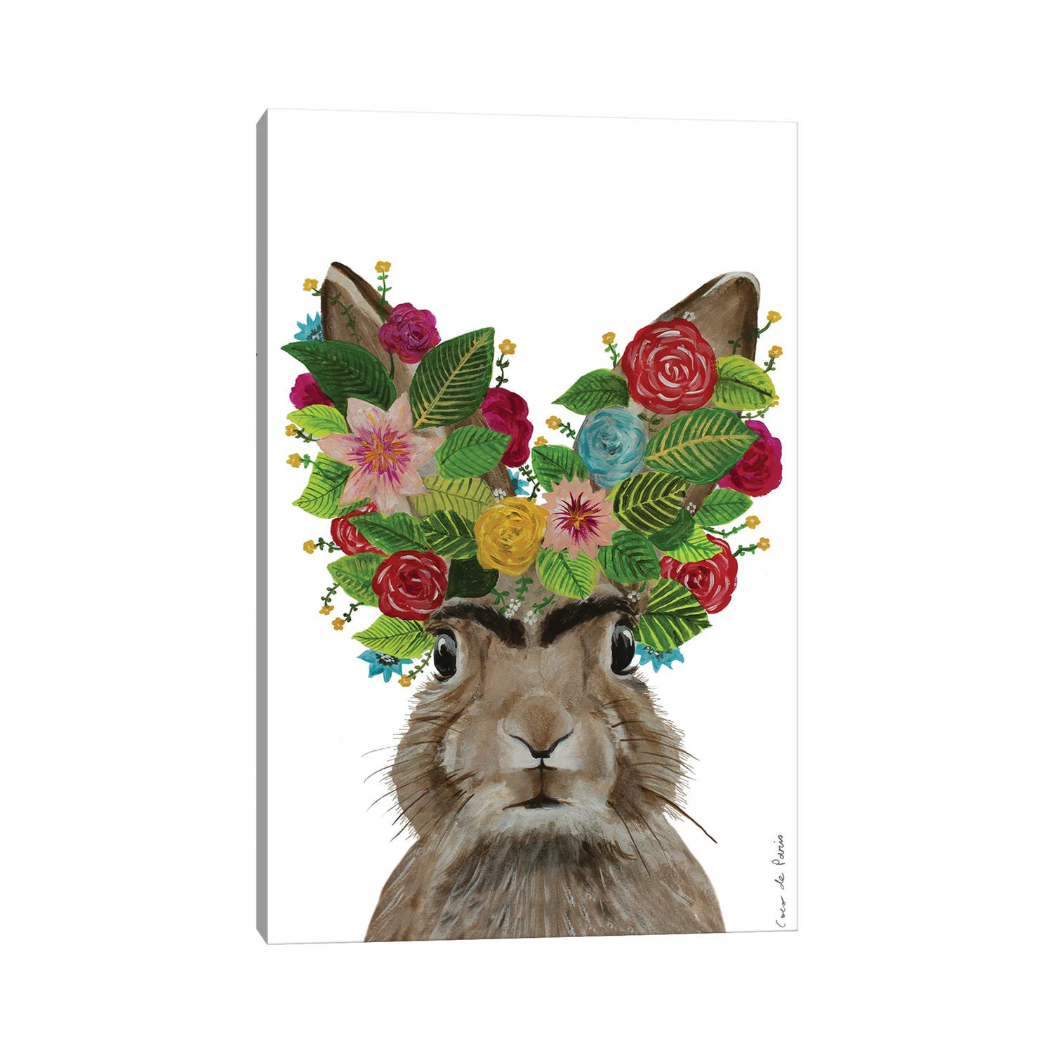 East Urban Home Frida Kahlo Rabbit White by Coco De Paris - Wrapped ...