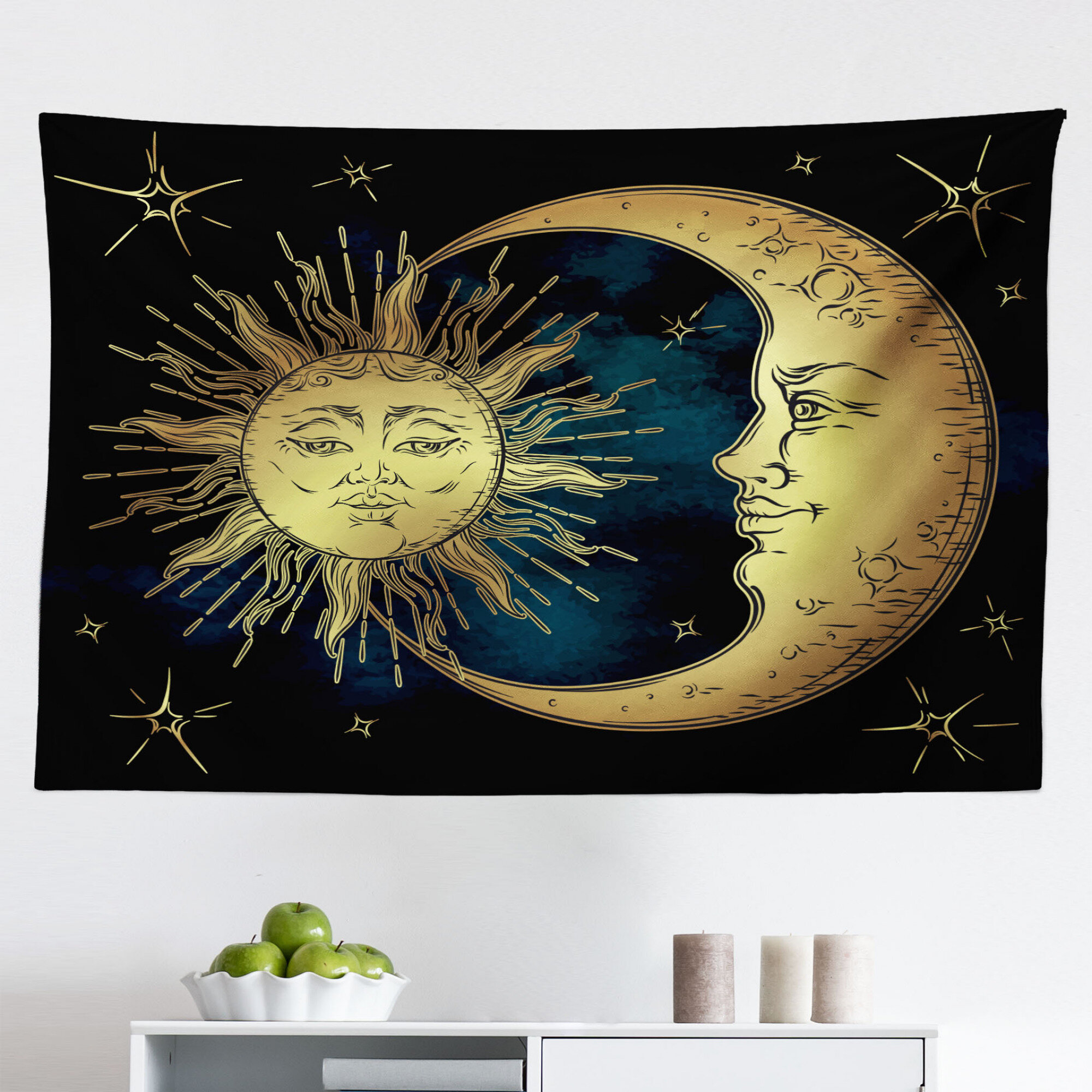 Art Gifts Moon Phase Lunar Display Wall Hanging Tapestry Home Wall Living Decor 