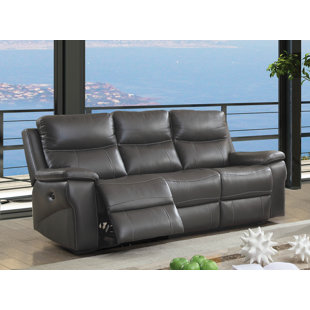 Faulks Leather Reclining Sofa by Red Barrel Studio Read Reviews