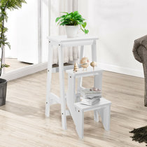 white step stool with storage