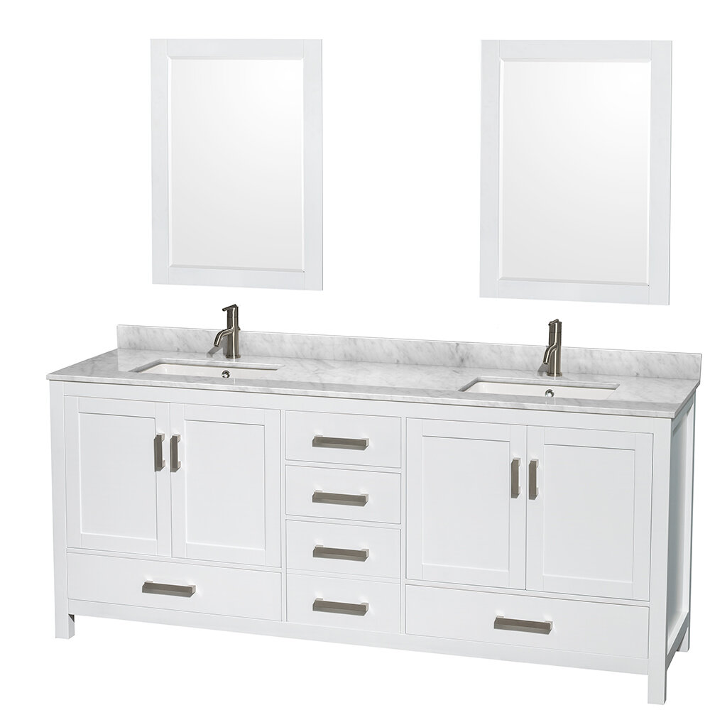 Wyndham Collection Sheffield 80 Double Bathroom Vanity Set With Mirror Reviews Perigold