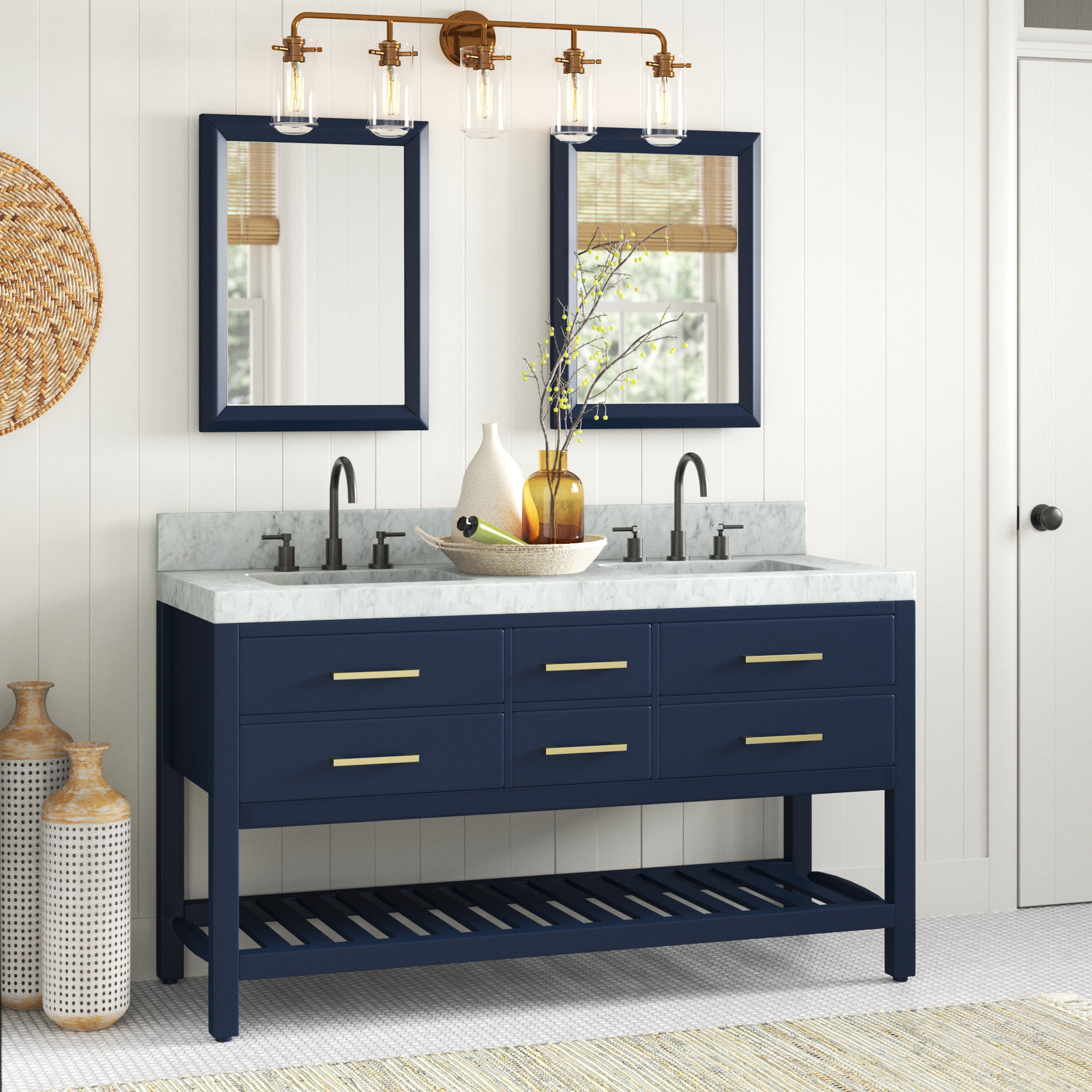 Sand & Stable Carrie 60" Double Bathroom Vanity Set with Mirror Wayfair