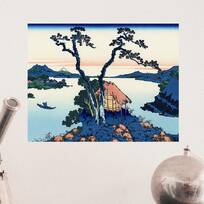 ArtVerse HOK021A3648A Japanese River in Moonlight in Red and Blue Removable Art Decal 36 x 48 RetailSource Ltd 