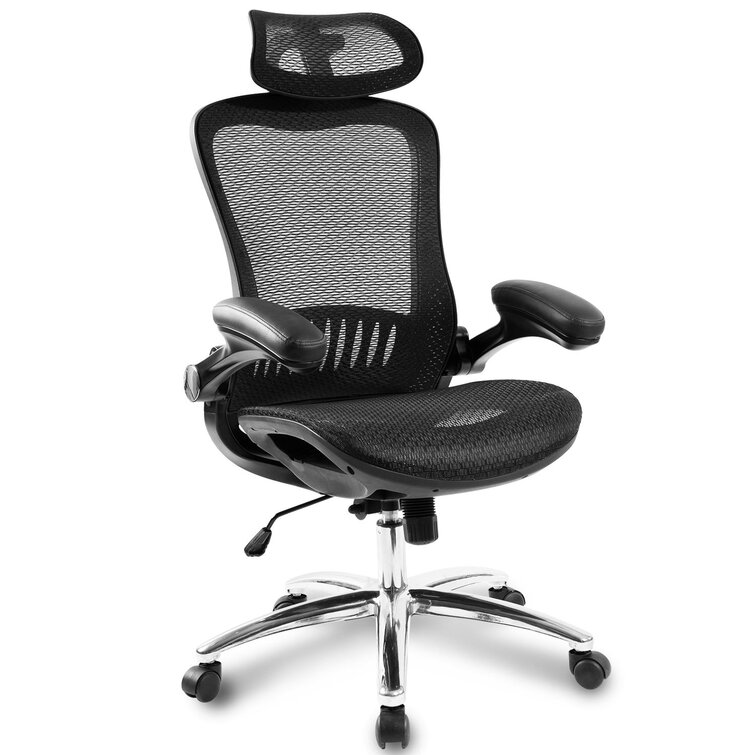 Adjustable Headrest ＆Seat Height Home Office Mesh Back Chair Ergonomic Mesh Computer Desk Task Chair Swivel Black Reclining Back 