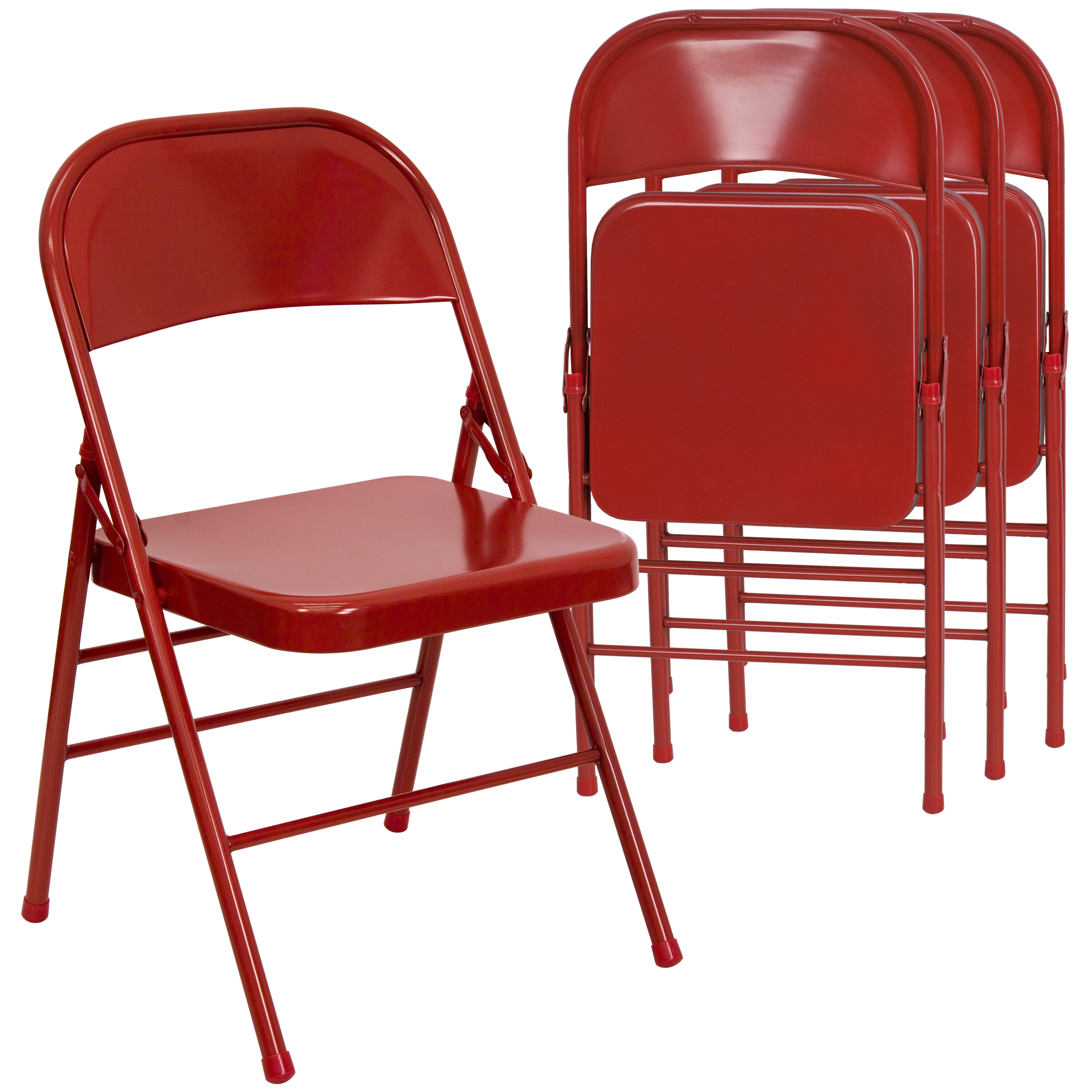 Lot of 52 Heavy Duty Red Metal Folding Chairs 