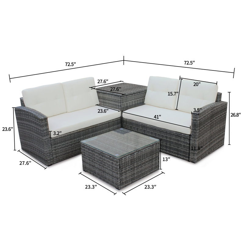 Merax 4 Piece Rattan Sofa Seating Group With Cushions Reviews Wayfair