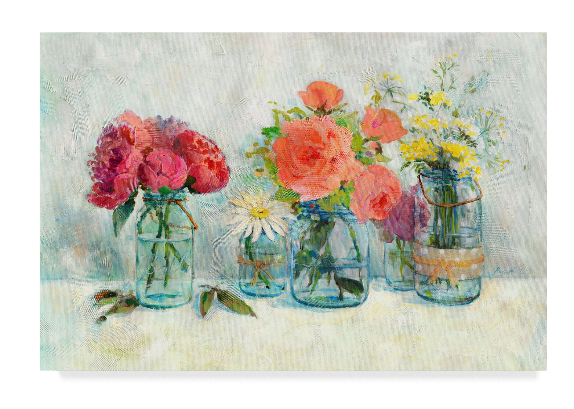 Charlton Home Flowers In Mason Jars By Marietta Cohen Art And Design Wrapped Canvas Print Reviews Wayfair Ca