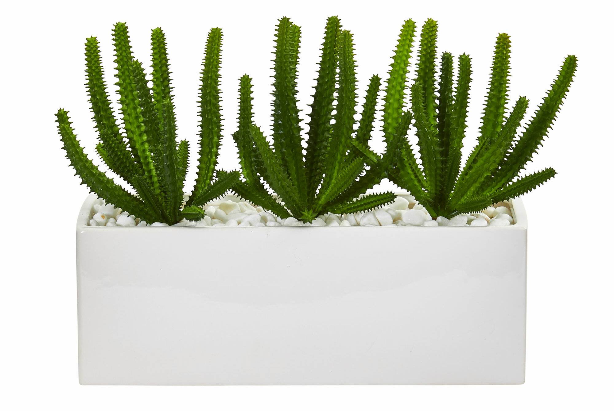 3 Cactus Desert Succulent Plants Lifelike Artificial Grass Landscape