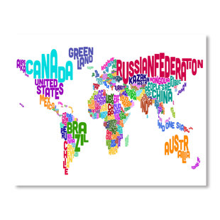 world map word wall mural