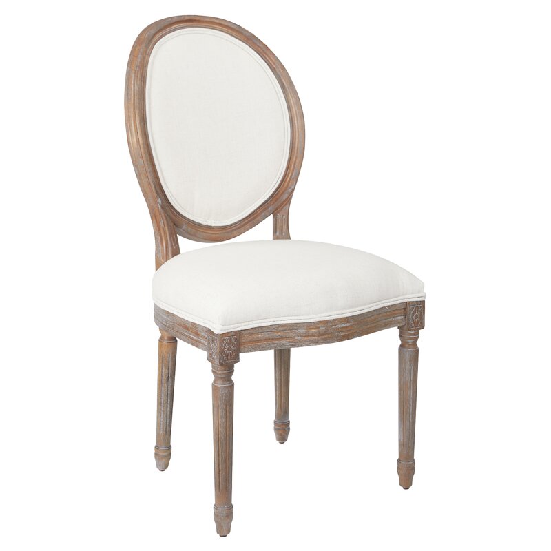 Haleigh Oval Back Upholstered Dining Chair - Come discover more French Farmhouse Decor inspired by Fixer Upper and click here to Get the Look of The Club House Kitchen & Sun Room. #fixerupper #joannagaines #kitchendecor #frenchfarmhouse