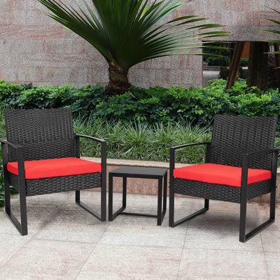 Beoll 3 Piece Rattan Seating Group with Cushions