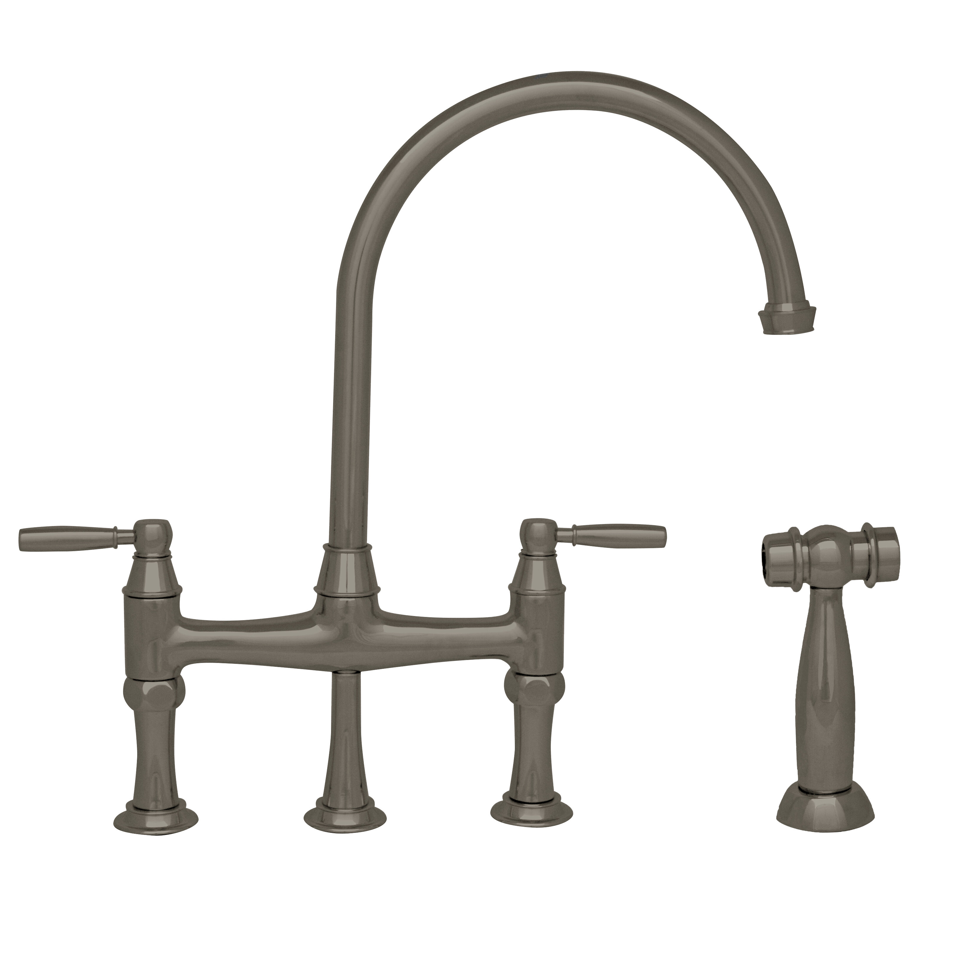 Whitehaus Collection Queenhaus Bridge Faucet With Side Spray