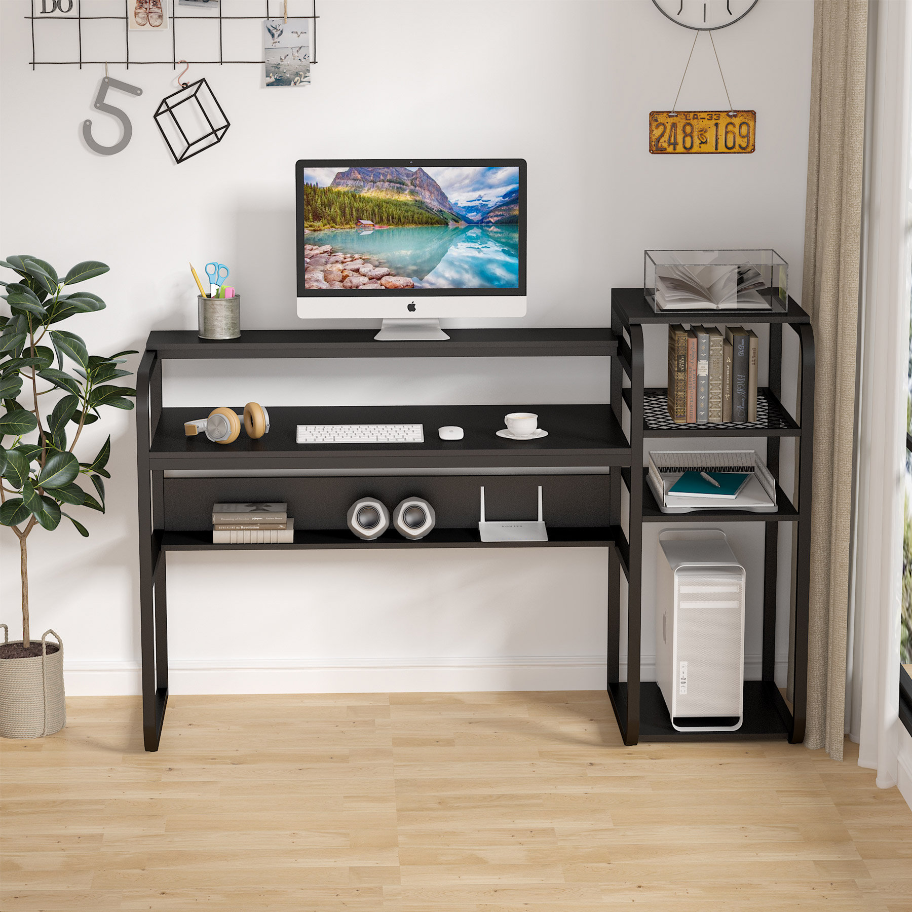 Desk Tv Stand Combo : 3 In 1 Devlin Media Dresser And Desk Combo White