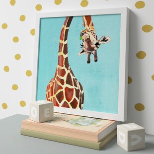 GreenBox Art Rustic Black Culture Three Giraffes on Cream by Eli Halpin 5 x 7 Mini Framed Canvas 