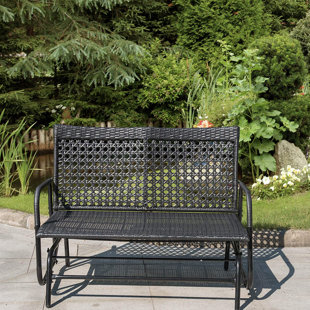 black wicker outdoor bench