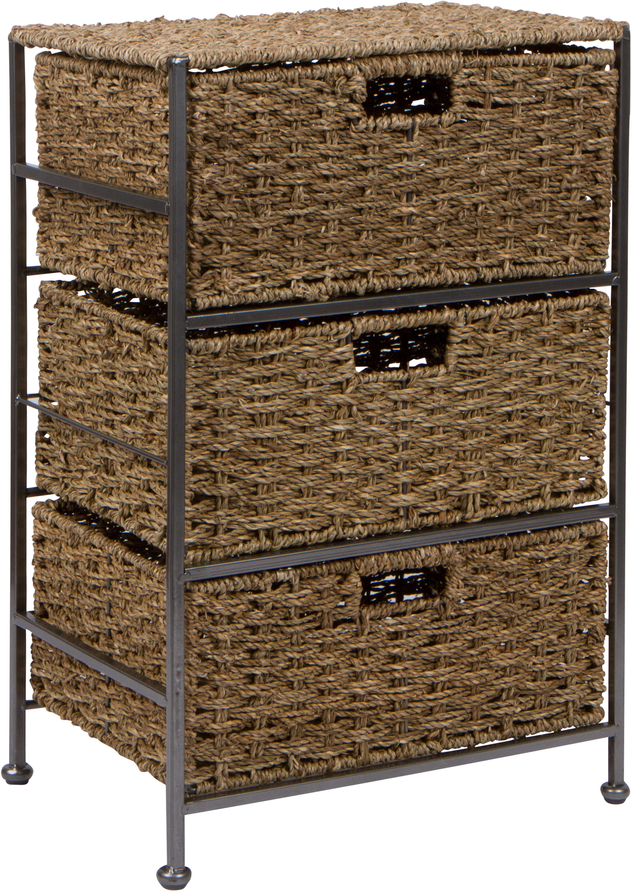 Trademark Innovations Seagrass And Metal 3 Drawer Storage Chest
