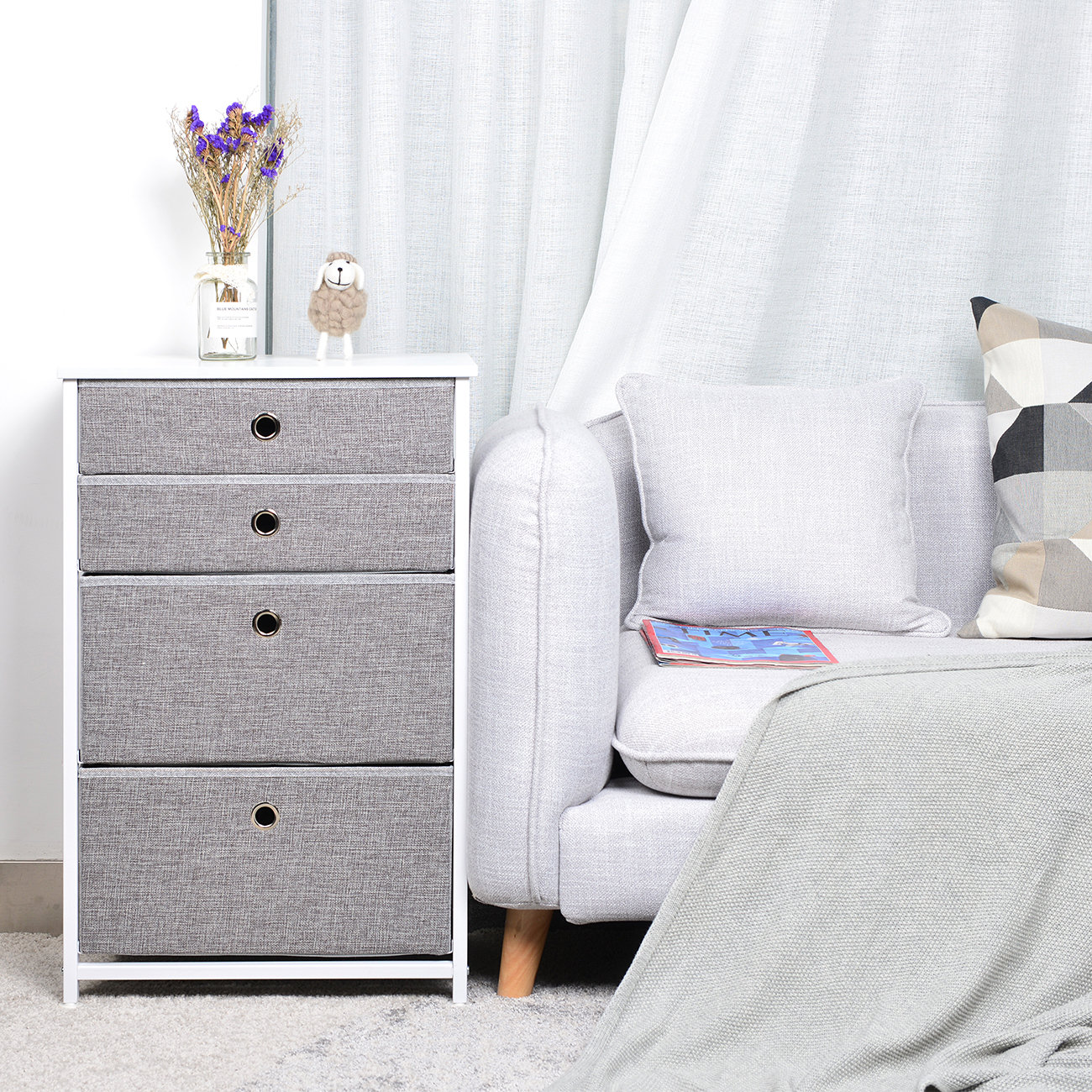 Latitude Run Sheredan Fabric Storage Organizer 4 Drawer Chest