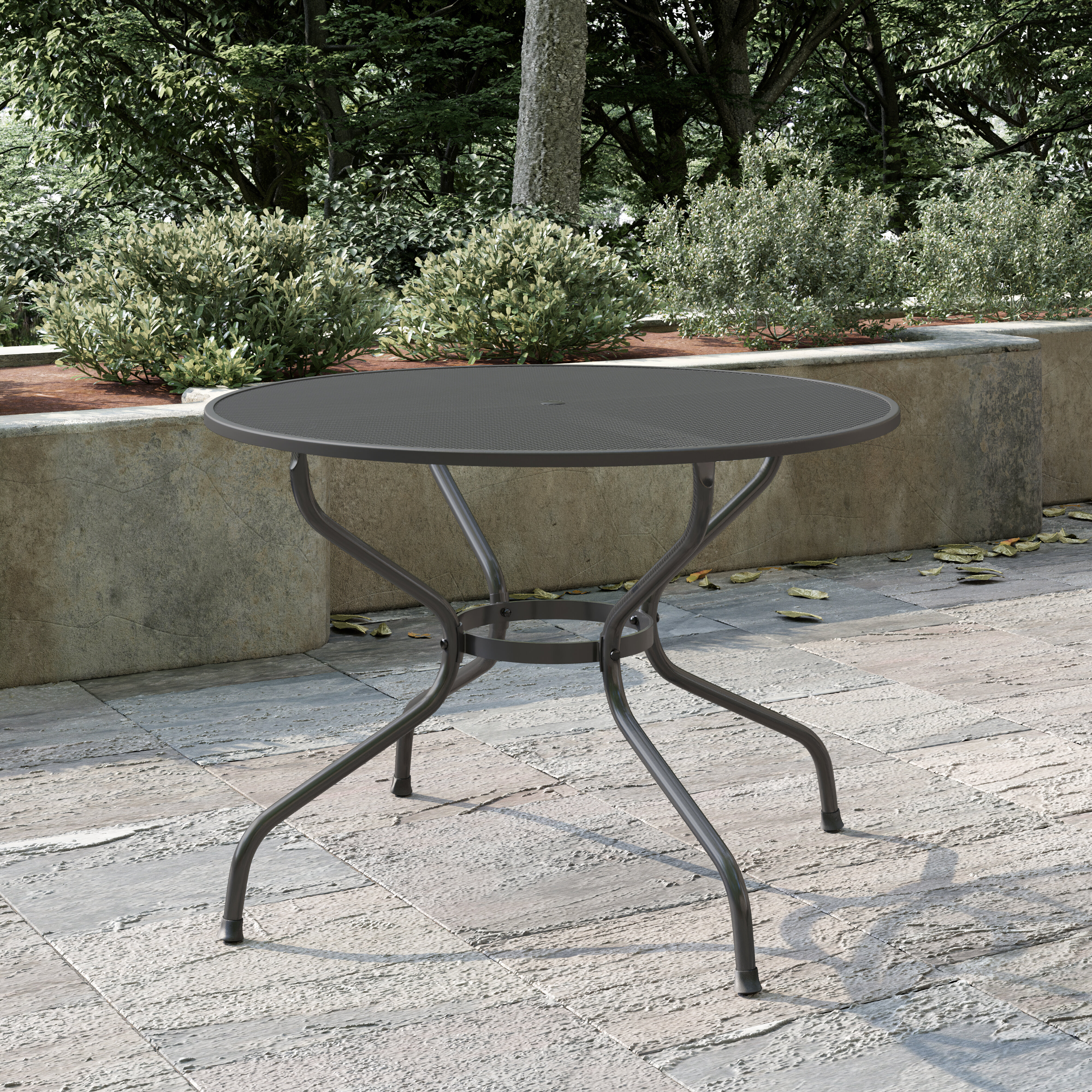 steel round dining table