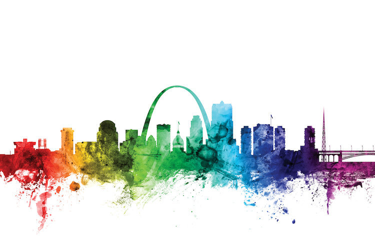 East Urban Home Rainbow Skyline Series St Louis Missouri Usa