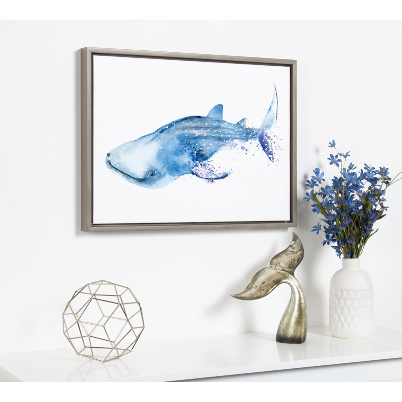 Breakwater Bay Wyatt The Whale Shark Framed Watercolor Painting