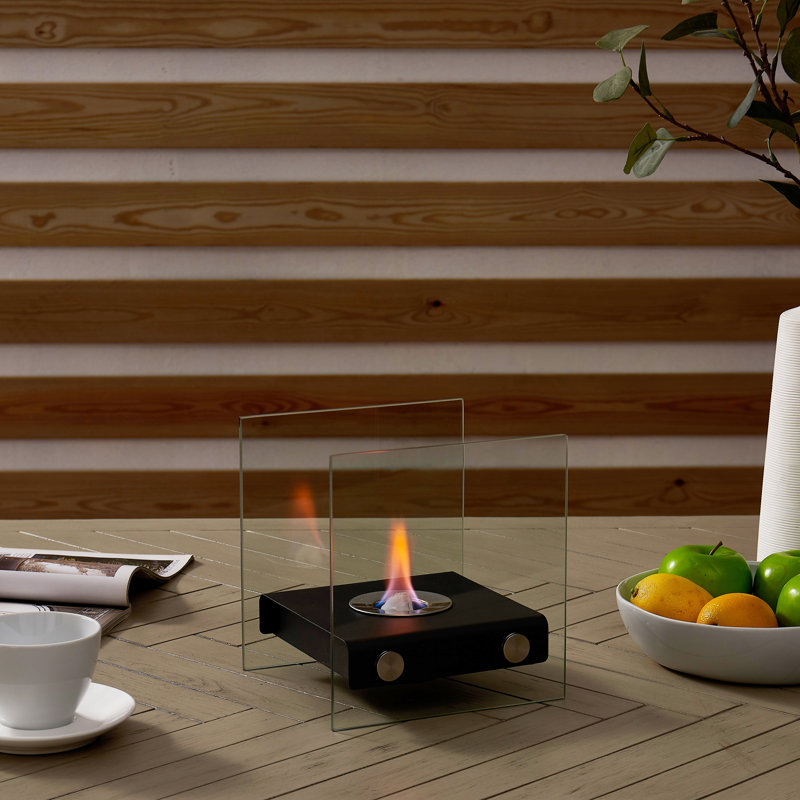 Brasero Intérieur Extérieur Verre Trempé Foyer De Table Sans Fumée