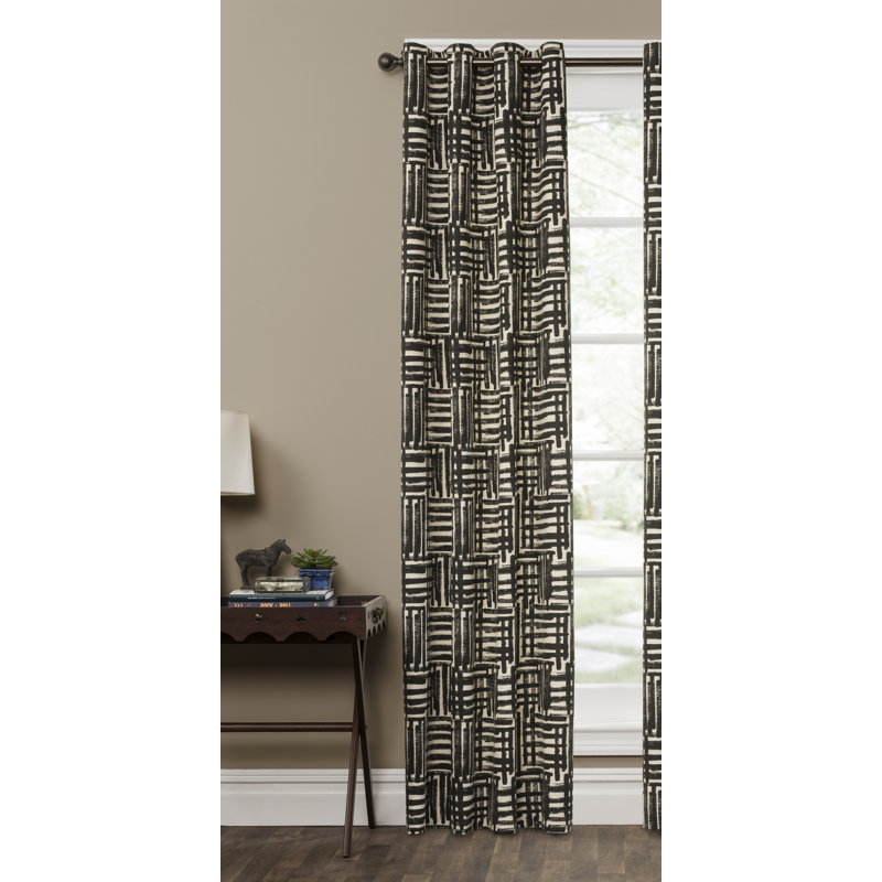 Brayden Studio Goff Brush Stroke Abstract Room Darkening Grommet Curtain Wayfair