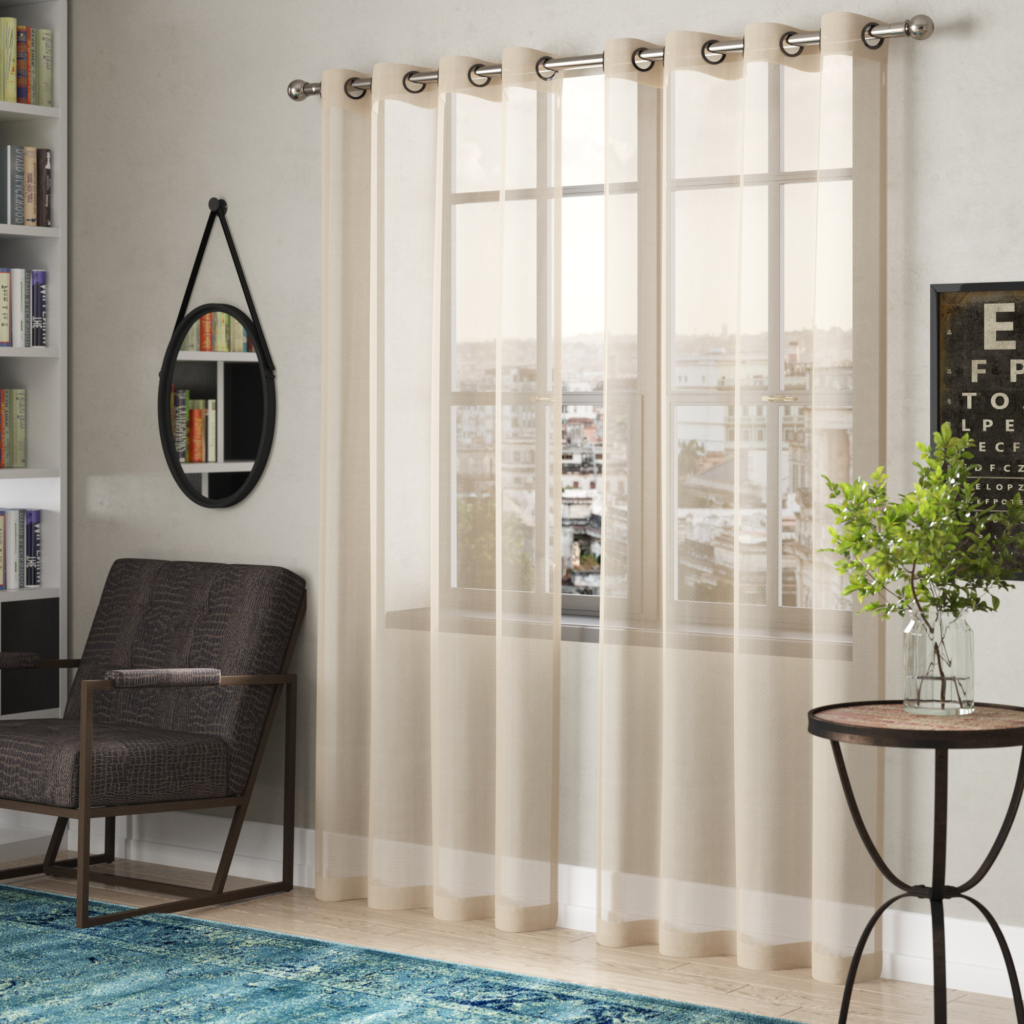 Trent Austin Design Agata Solid Sheer Grommet Single Curtain Panel