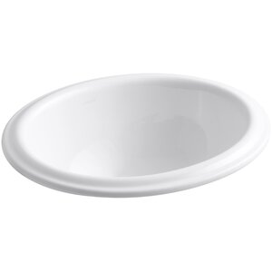 Intaglio Ceramic Oval Drop-In Bathroom Sink