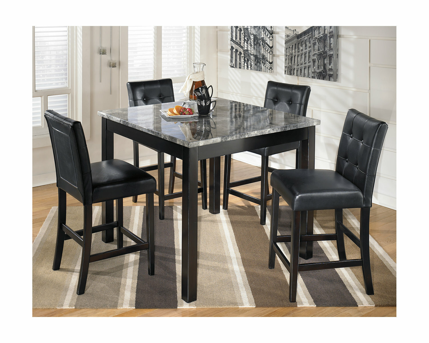 small round glass dining table set for 4